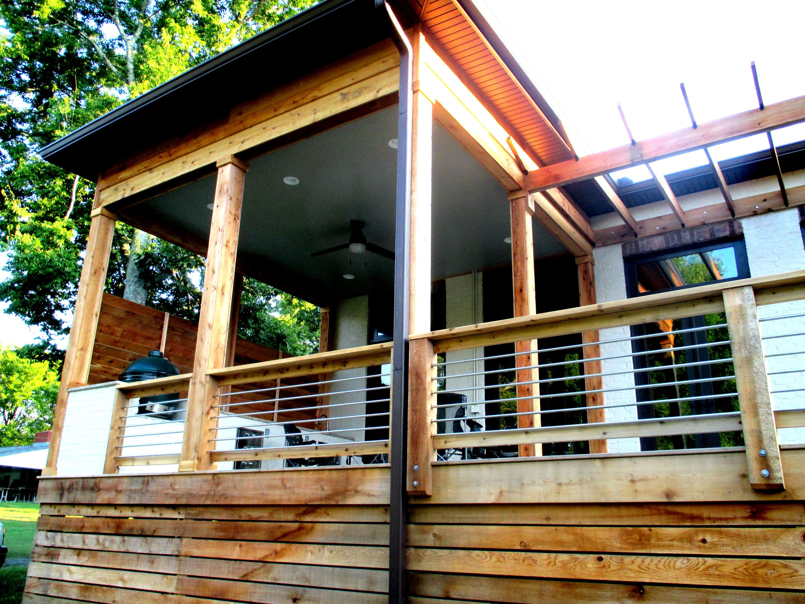 Back Porch with Contemporary Fence